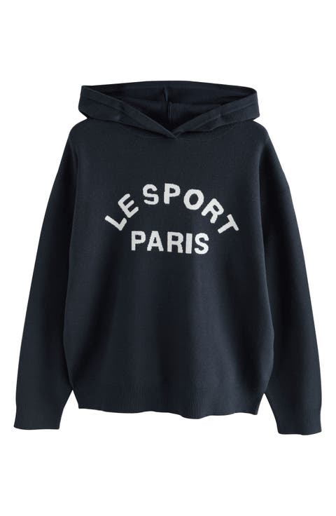 Intarsia Graphic Sweater Hoodie