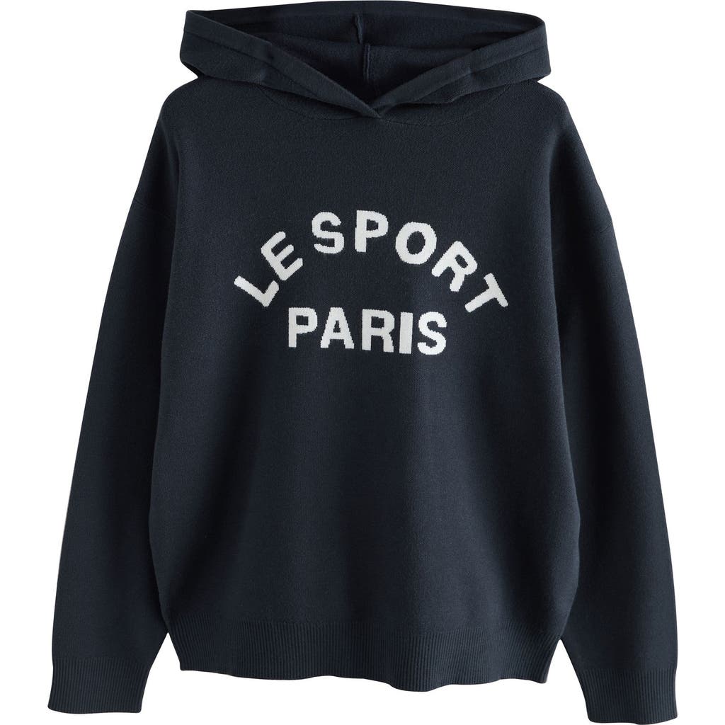 Next Intarsia Graphic Sweater Hoodie In Blue