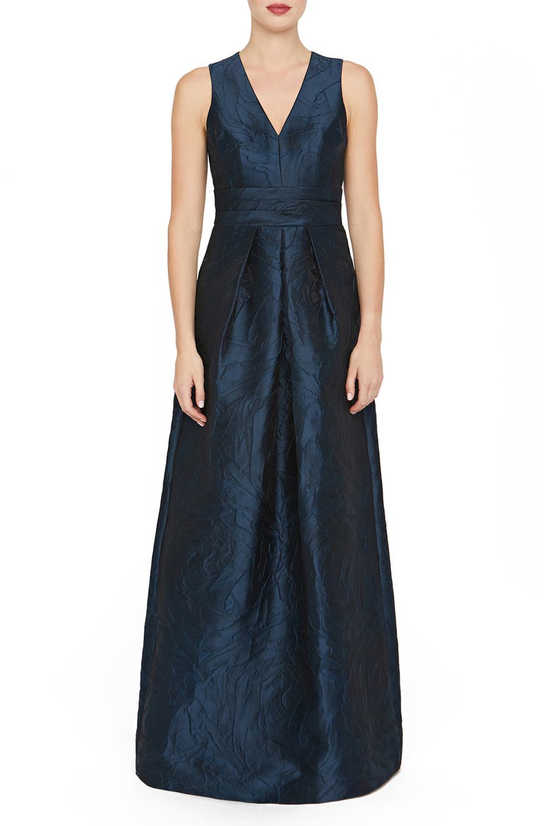 Mariah Crinkle Pleated Gown, Main, color, BLUE OPAL