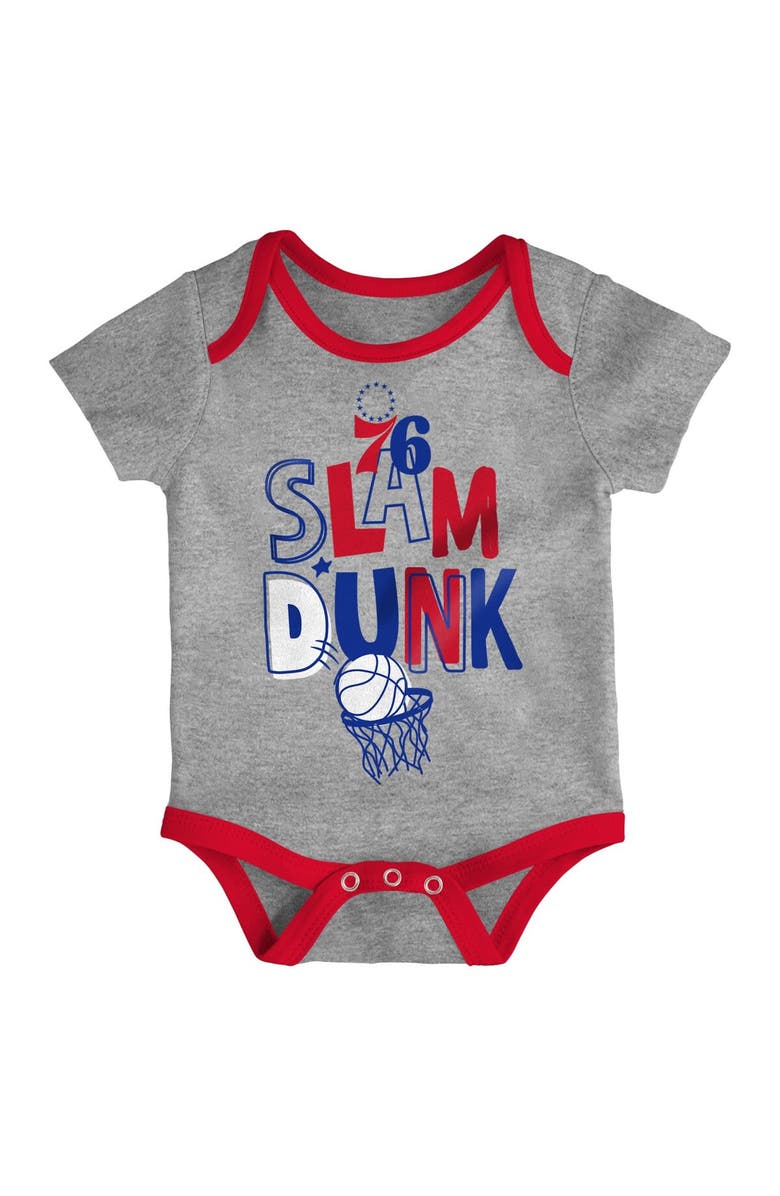 Outerstuff Infant Royal/Red/Gray Philadelphia 76ers Slam Dunk 3-Piece Bodysuit Set, Alternate, color, Royal