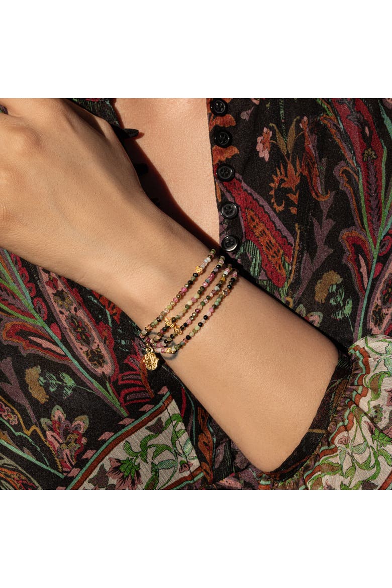 Women's Tourmaline Wrap Multicolor Bracelet Peace and Protection, Alternate, color, Pink/grey/yellow/green/gold