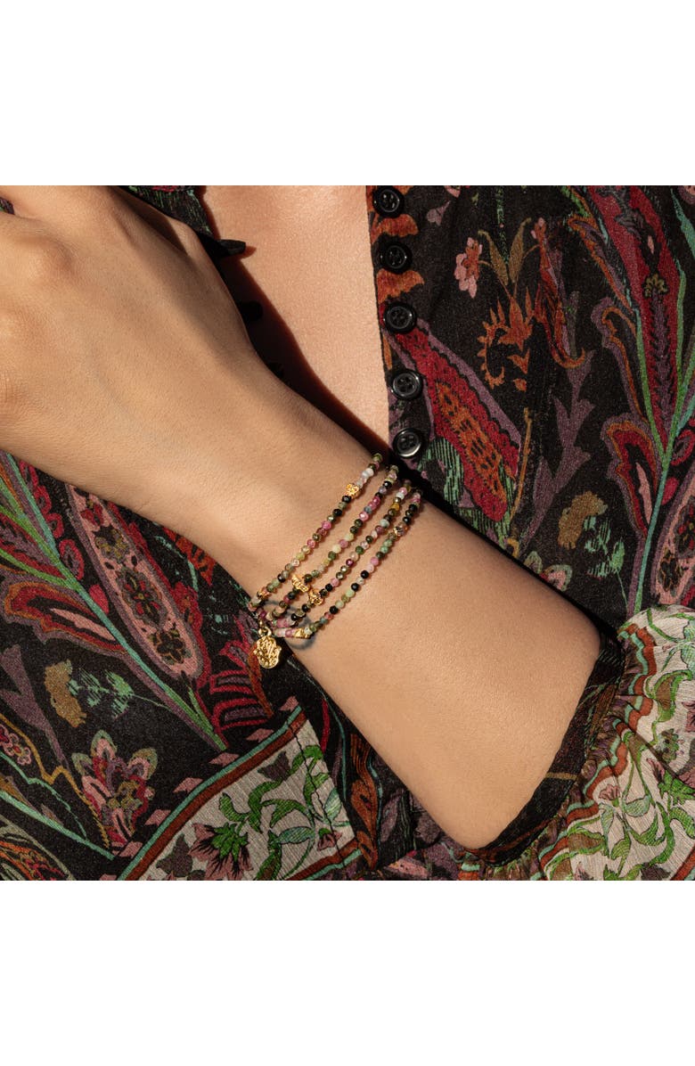 Karma and Luck Women's Tourmaline Wrap Multicolor Bracelet Peace and Protection, Alternate, color, Pink/Grey/Yellow/Green/Gold
