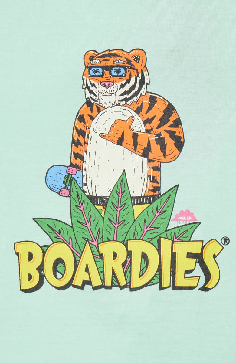 Boardies Kids' Tiger Logo Cotton Graphic Tee, Alternate, color, Green