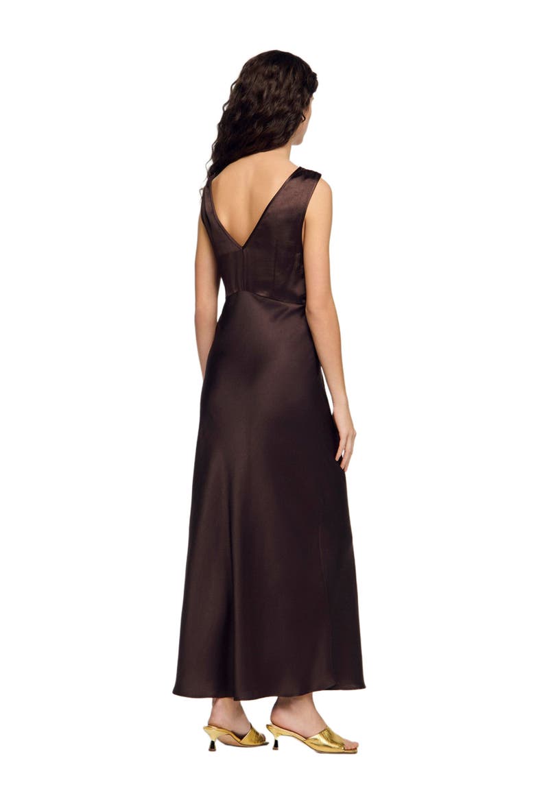 Lace collar maxi dress, Alternate, color, Brown