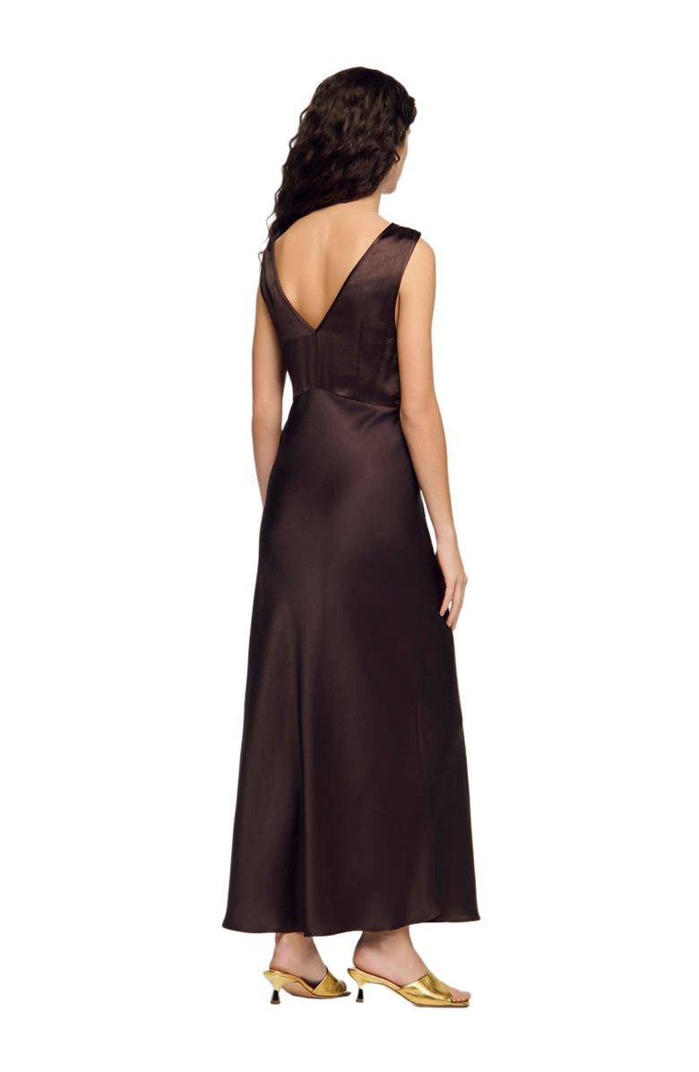SANDRO Lace collar maxi dress, Alternate, color, Brown