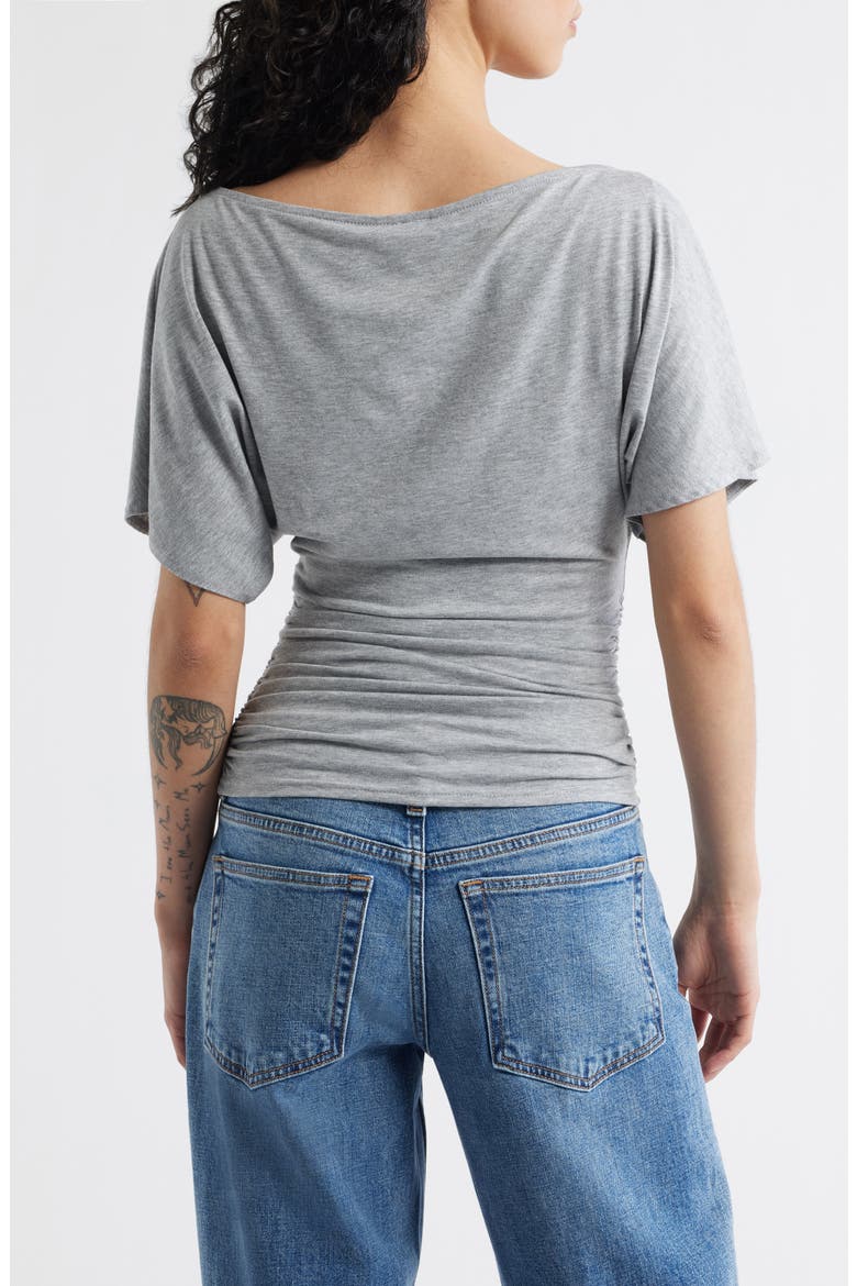Ruched Boat Neck Top, Alternate, color, GREY