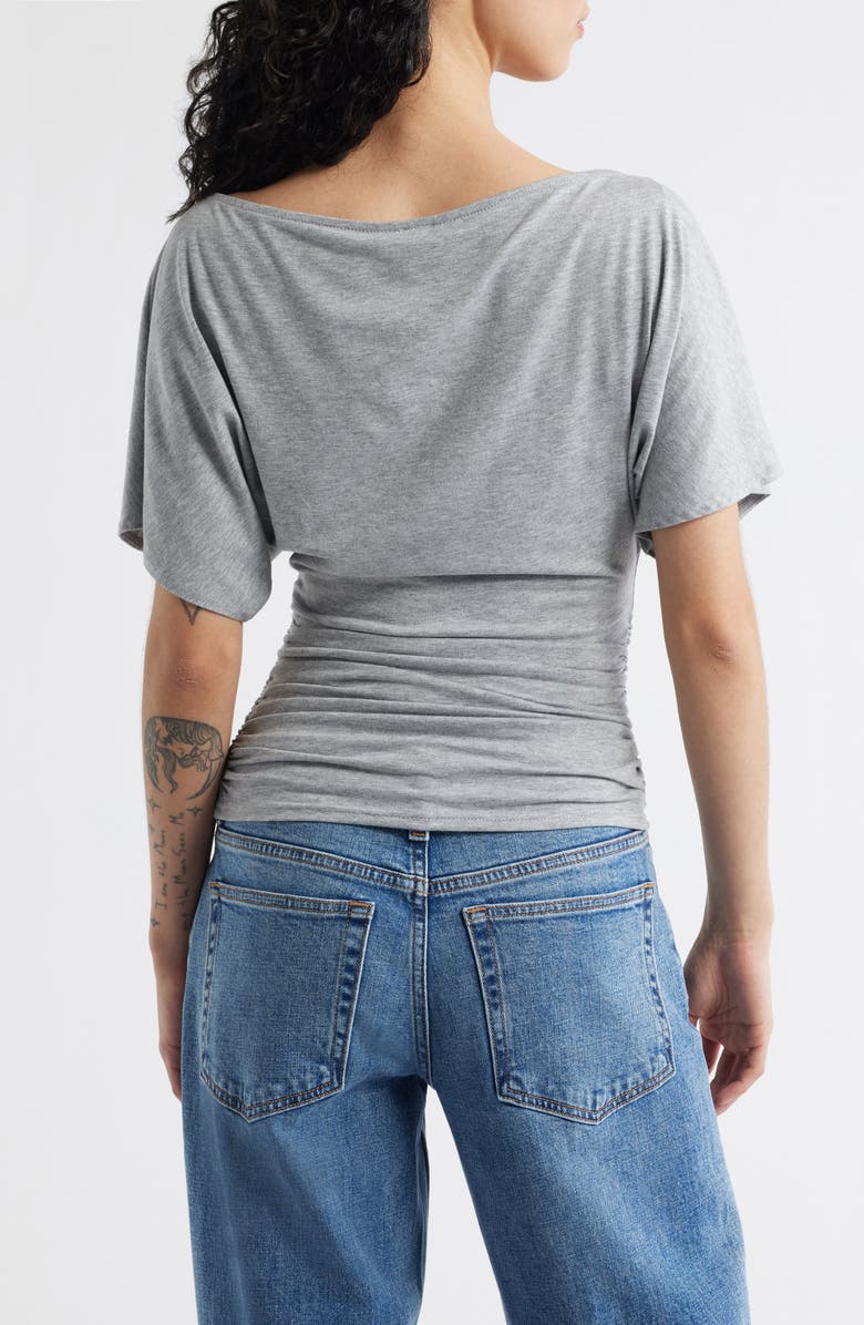 BDG Urban Outfitters Ruched Boat Neck Top, Alternate, color, Grey