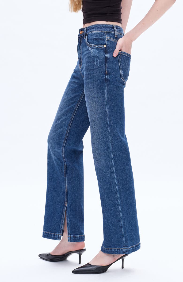 Bayeas Slit Hem High Waist Straight Leg Jeans, Alternate, color, 