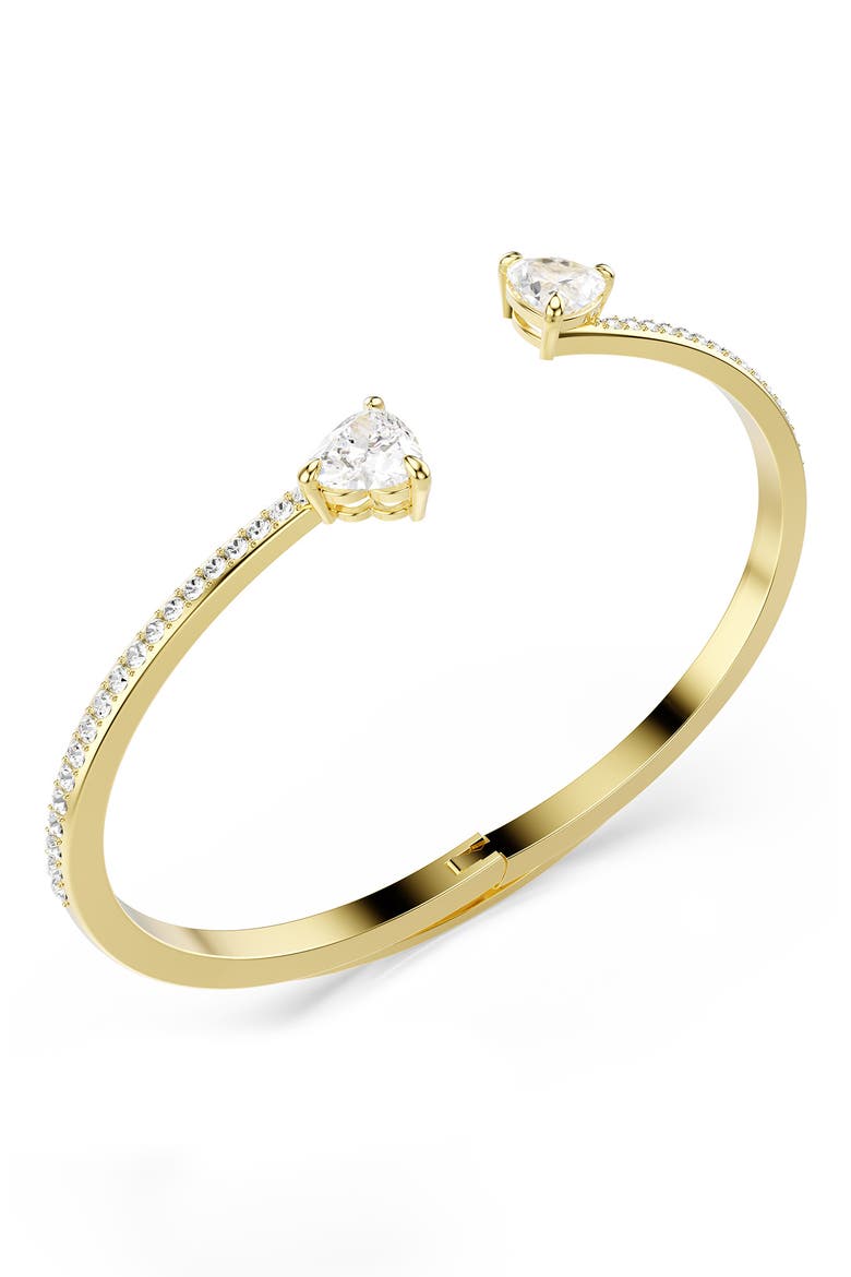 Mesmera Attract Crystal Heart Bangle Bracelet, Alternate, color, GOLD/ CRYSTAL