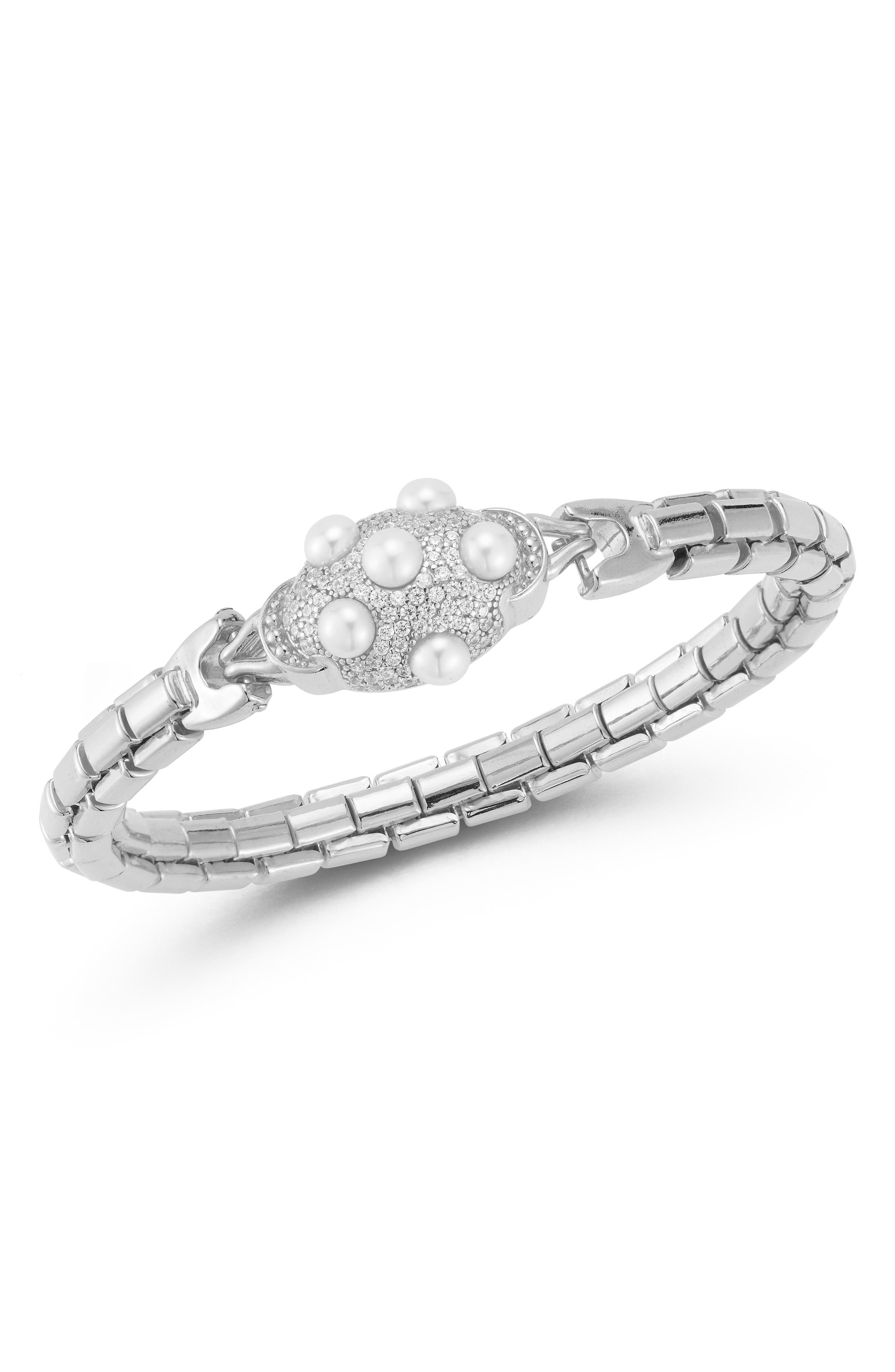Sphera Milano Cultured Pearl Bangle In Silver