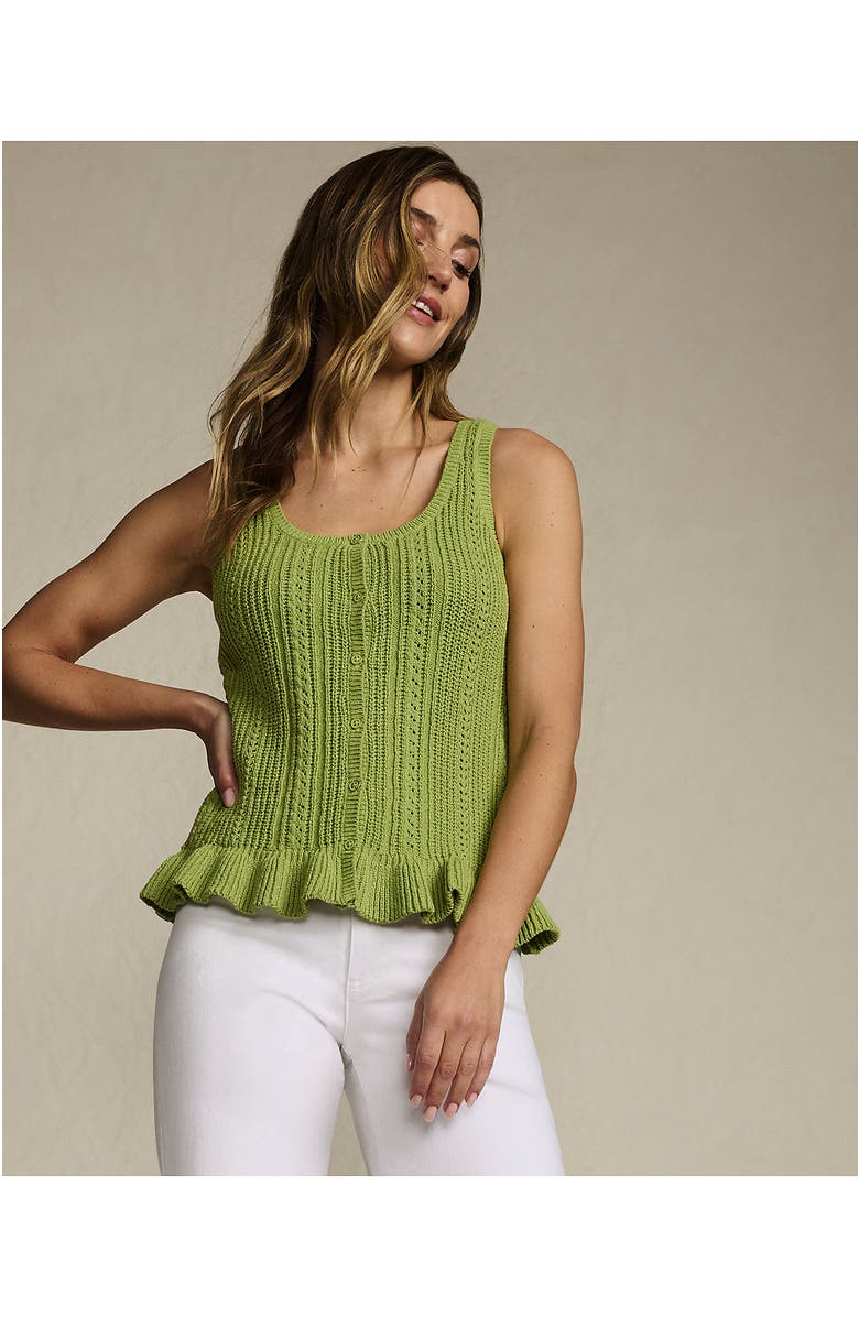 Lands' End Cotton Boucle Ruffle Hem Sleeveless Sweater, Alternate, color, Winter Pear