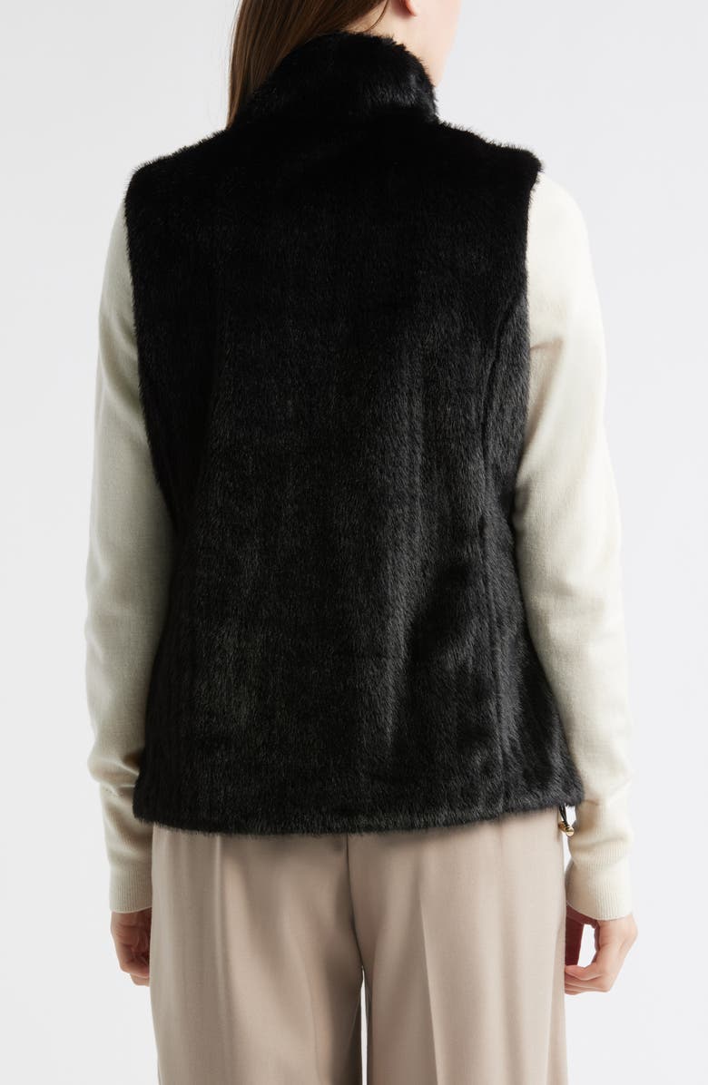 Via Spiga Reversible Faux Fur Vest, Alternate, color, Black