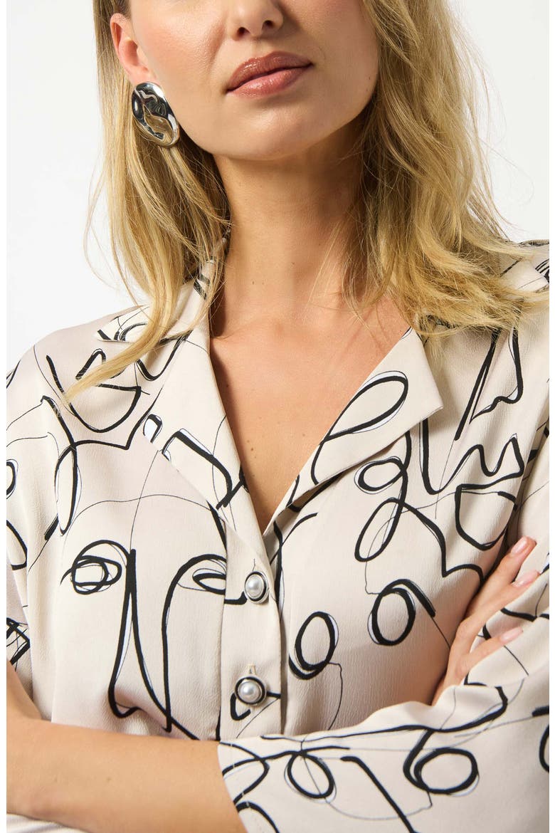 Crepe Popover Top, Alternate, color, MOONSTONE/ BLACK