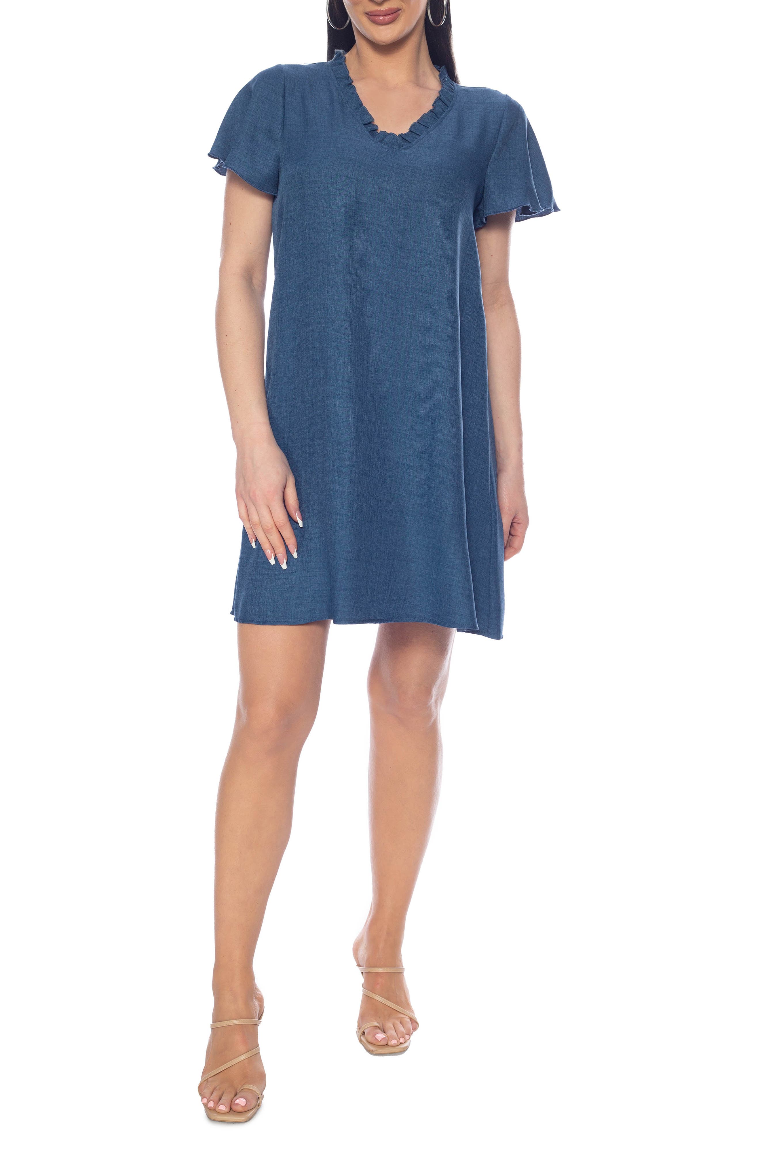 TASH AND SOPHIE Macarena Flutter Sleeve A-Line Dress