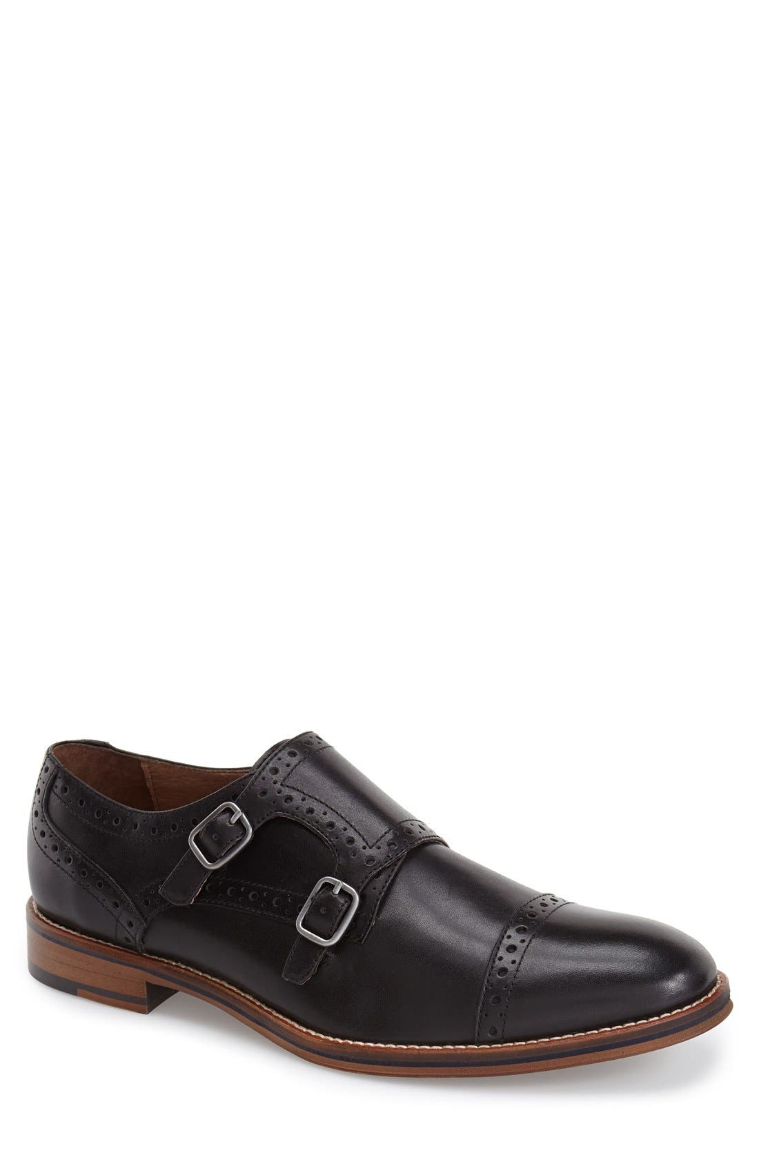 Conard Double Monk Strap Slip-On, Main, color, BLACK