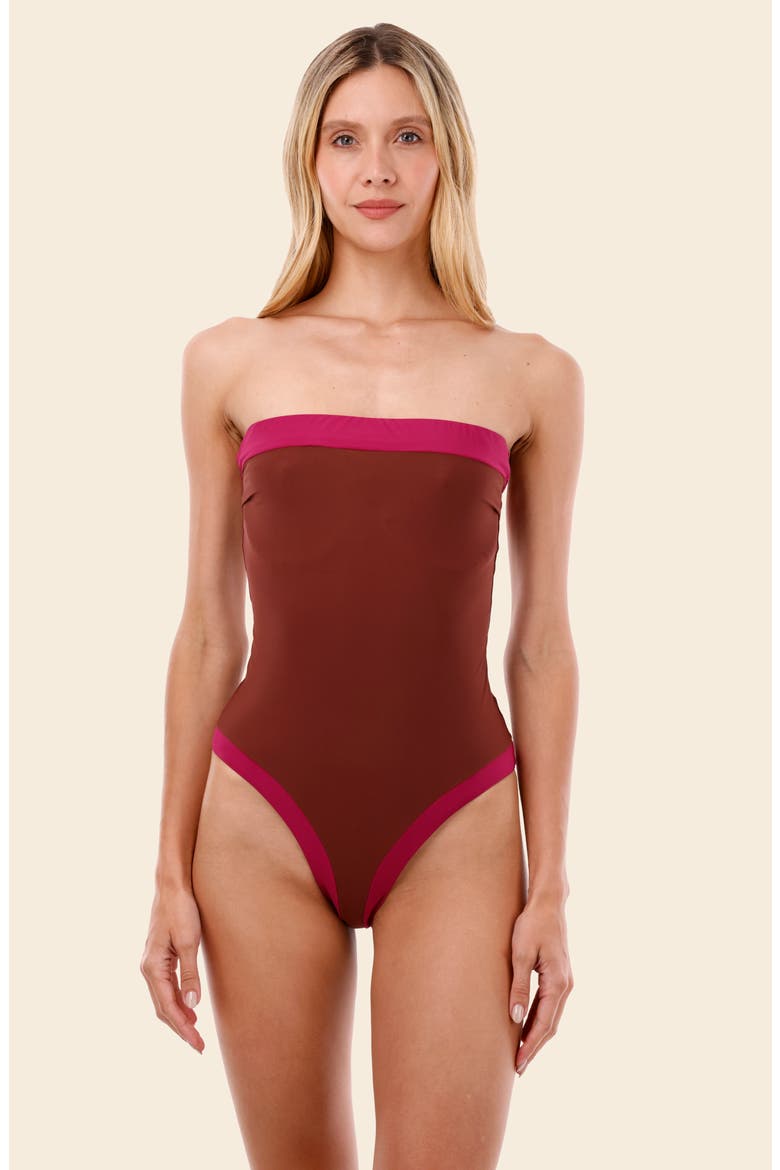 Lunaria Colorblock One-Piece Swimsuit, Alternate, color, RASPBERRY COLOR BLEND
