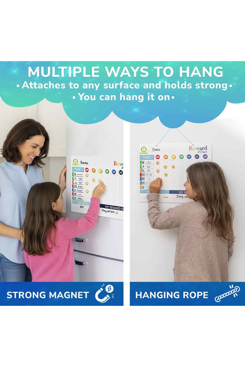 Magnetic Chore Chart for Kids - Visual Responsibility and Behavior Board for Children, Toddlers, and Teens, Alternate, color, 84 Magnets & 102 Stars