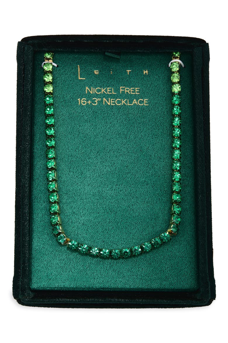 Crystal Tennis Necklace, Main, color, GREEN MULTI- GOLD