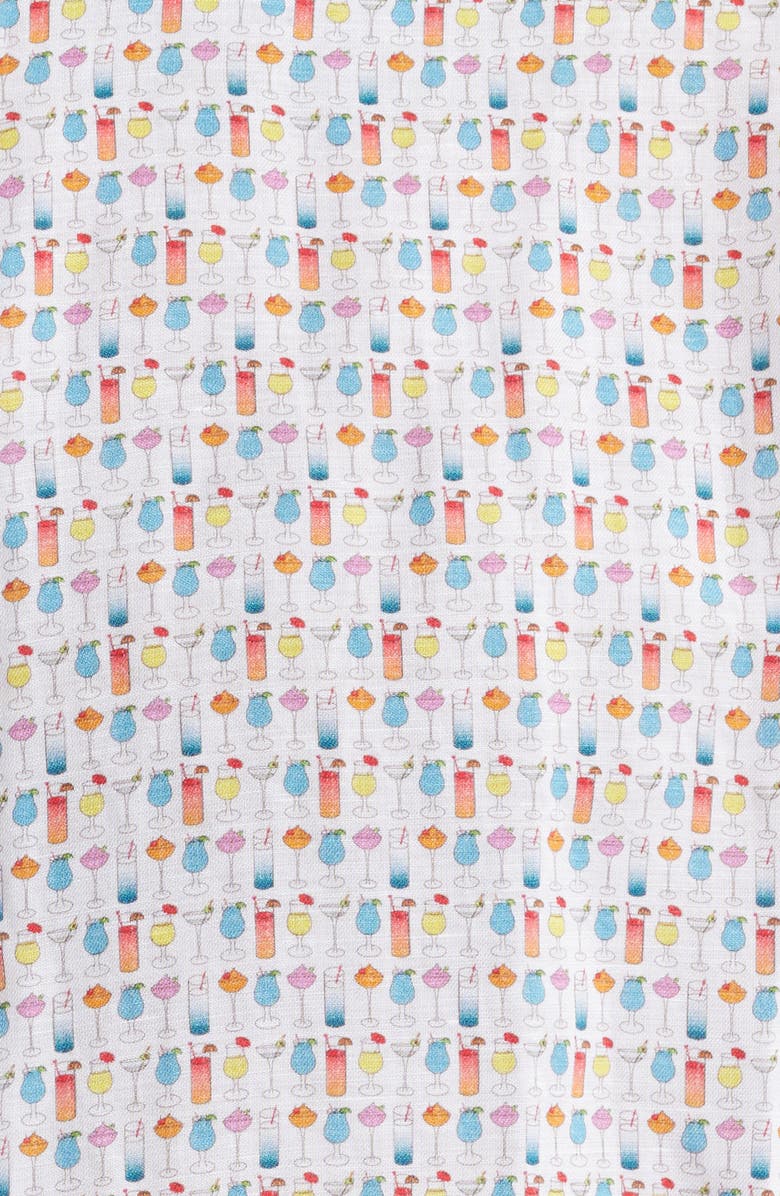 johnnie-O 5 O'Clock Somewhere Short Sleeve Linen & Lyocell Button-Up Shirt, Alternate, color, White