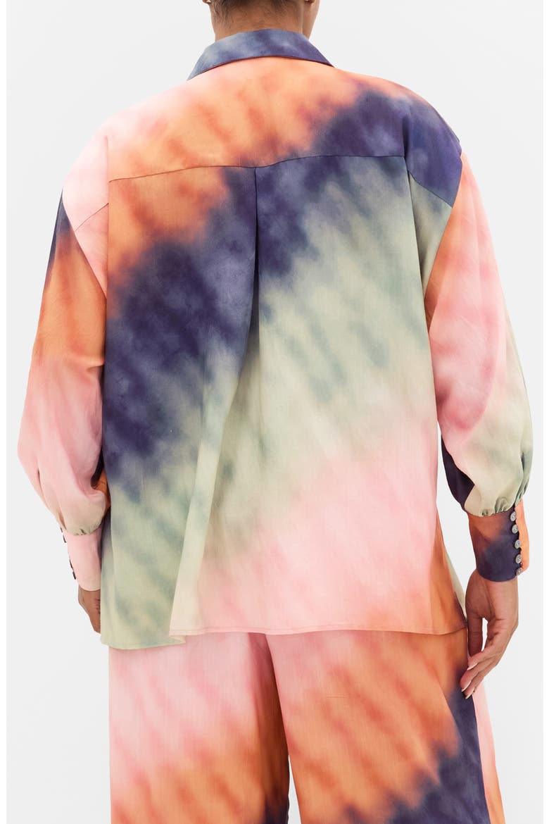 Sunset Ombré Button-Up Shirt, Alternate, color, SUNSET OMBRE