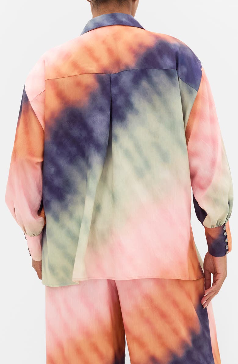 City Chic Sunset Ombré Button-Up Shirt, Alternate, color, Sunset Ombre