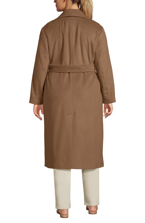 Lands' End Plus Size Wool Wrap Long Coat In Brown