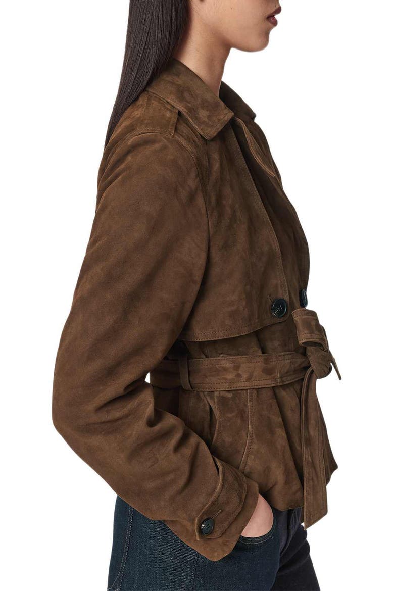 Okena Cropped Suede Jacket, Alternate, color, HOT CHOC BROWN
