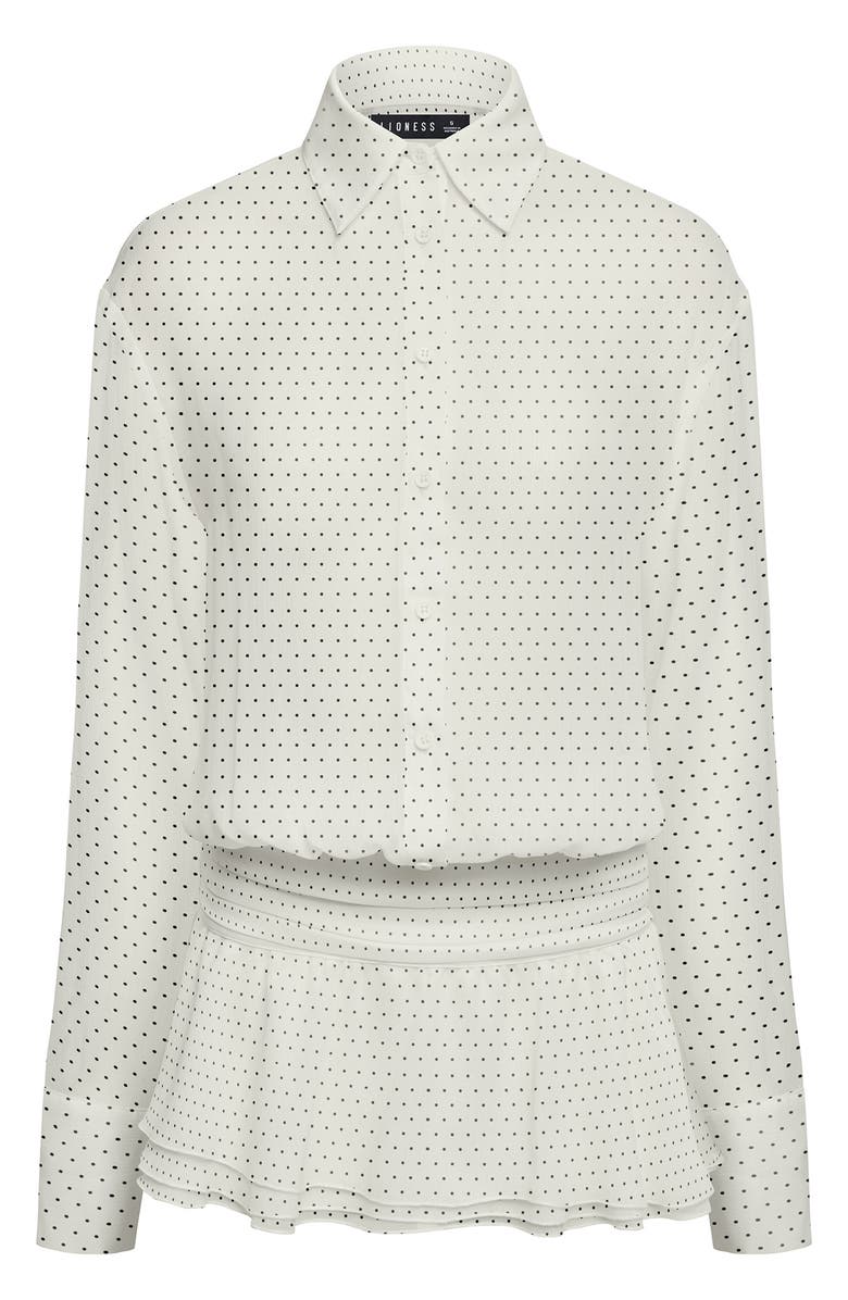 LIONESS Girls, Girls, Girls Polka Dot Long Sleeve Minidress, Alternate, color, Porcelain Polka