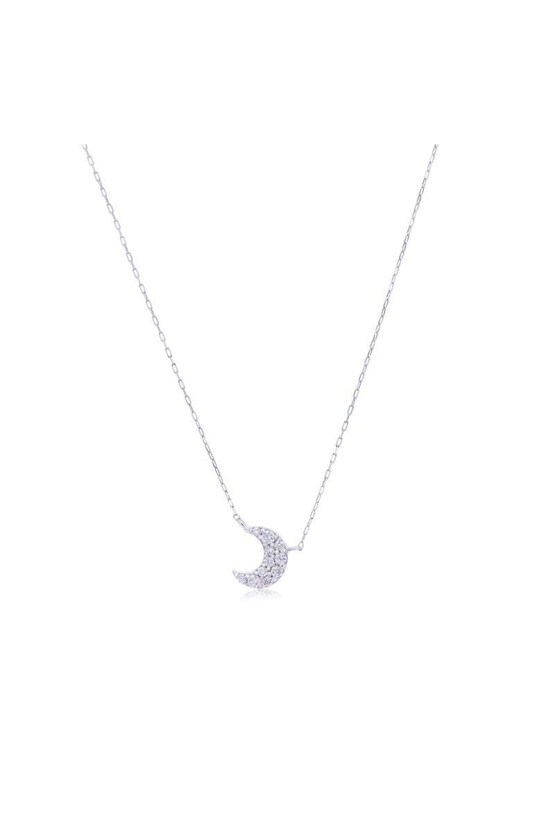 The Lovery Fine Jewelry Mini Diamond Moon Necklace, Main, color, White Gold
