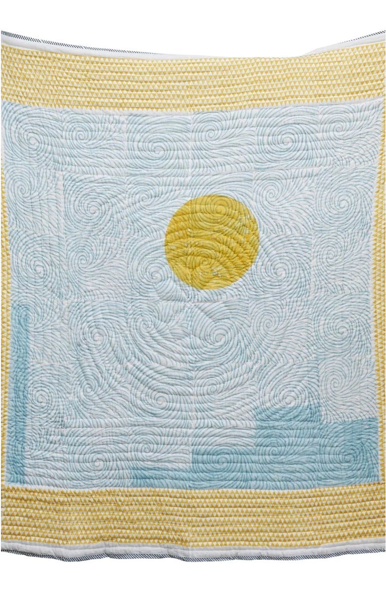 CQC LA Van Gogh Quilt - with 2 shams, Main, color, White, Blue, Yellow