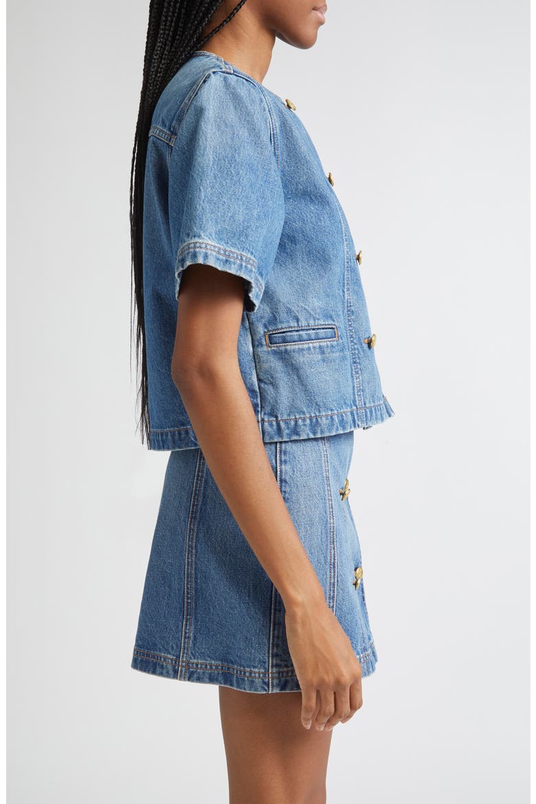 The Serge Double Breasted Denim Shirt, Alternate, color, DANUBE