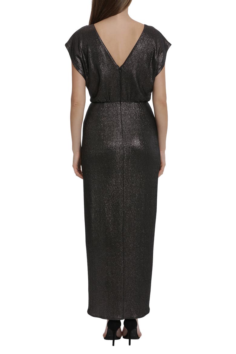 Metallic Cap Sleeve Dress, Alternate, color, GUNMETAL