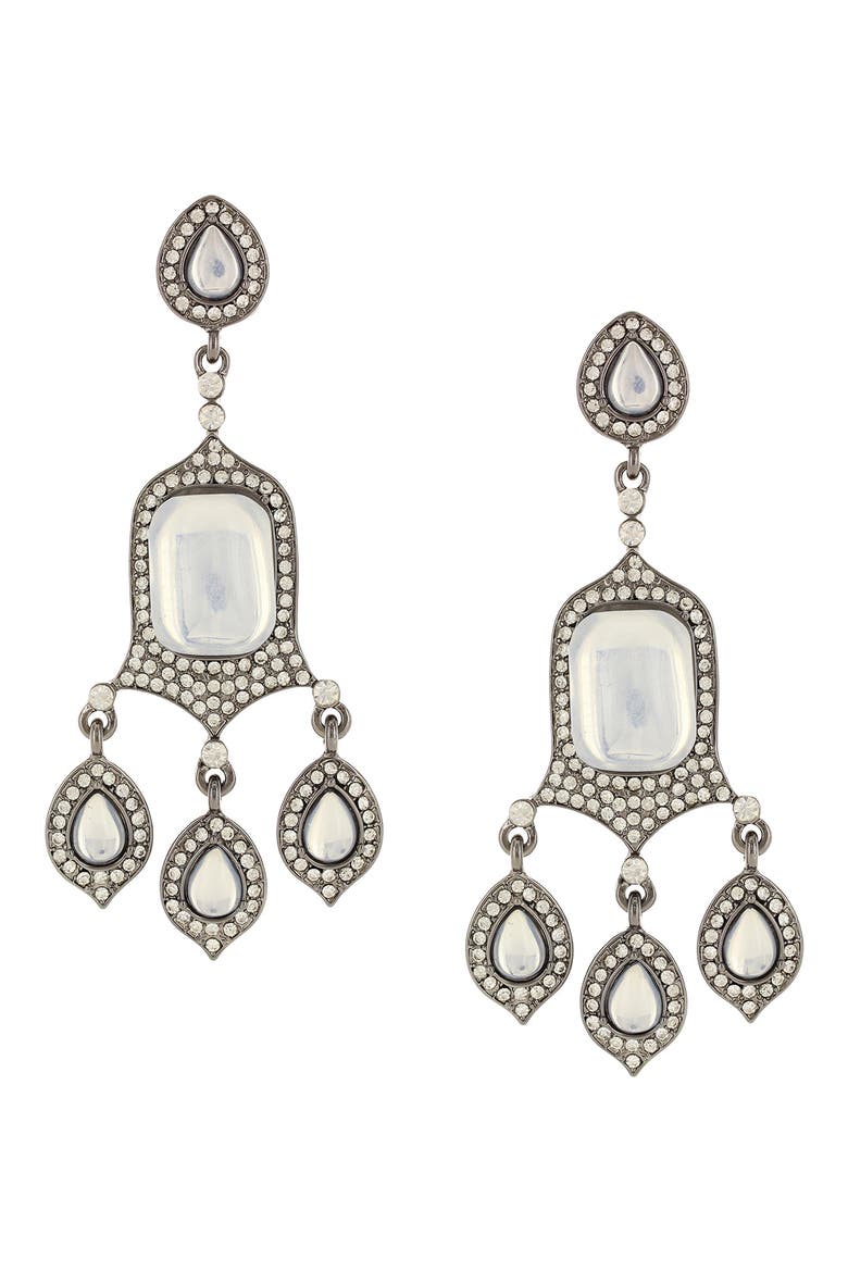 Norah Crystal Earrings, Main, color, gunmetal-opal