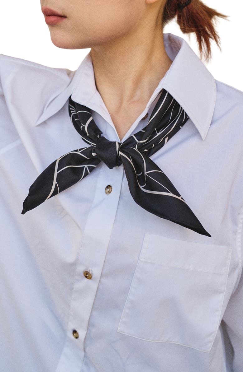 Lost Pattern Chrysler Print Silk Bandana, Main, color, Black