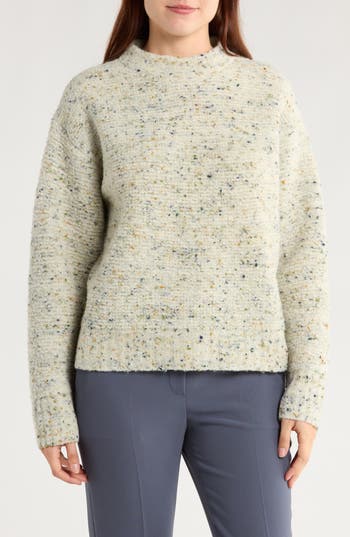 Theory Boxy Mock-neck Speckled Knit Top In Multi