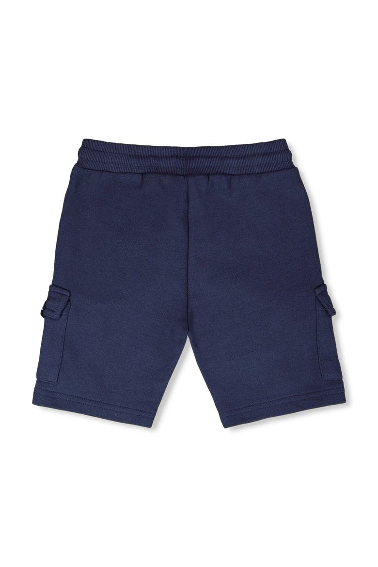 Elastic Waistband Slit and Cargo Pockets French Terry Shorts, Alternate, color, Blue