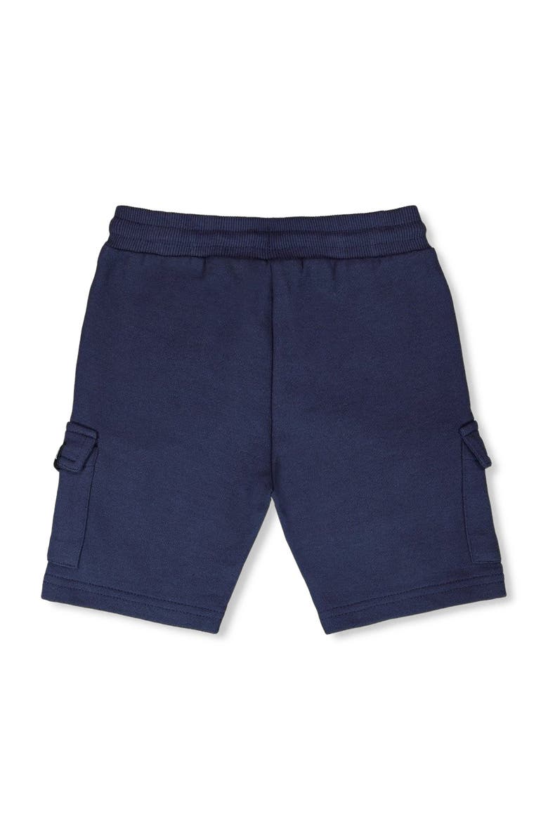 Deux par Deux Elastic Waistband Slit and Cargo Pockets French Terry Shorts, Alternate, color, Blue