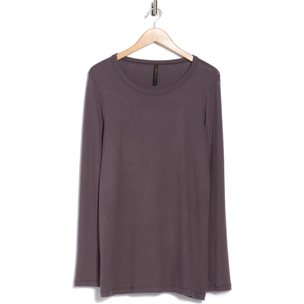 Renee C Long Sleeve Brushed Knit Top In Gray