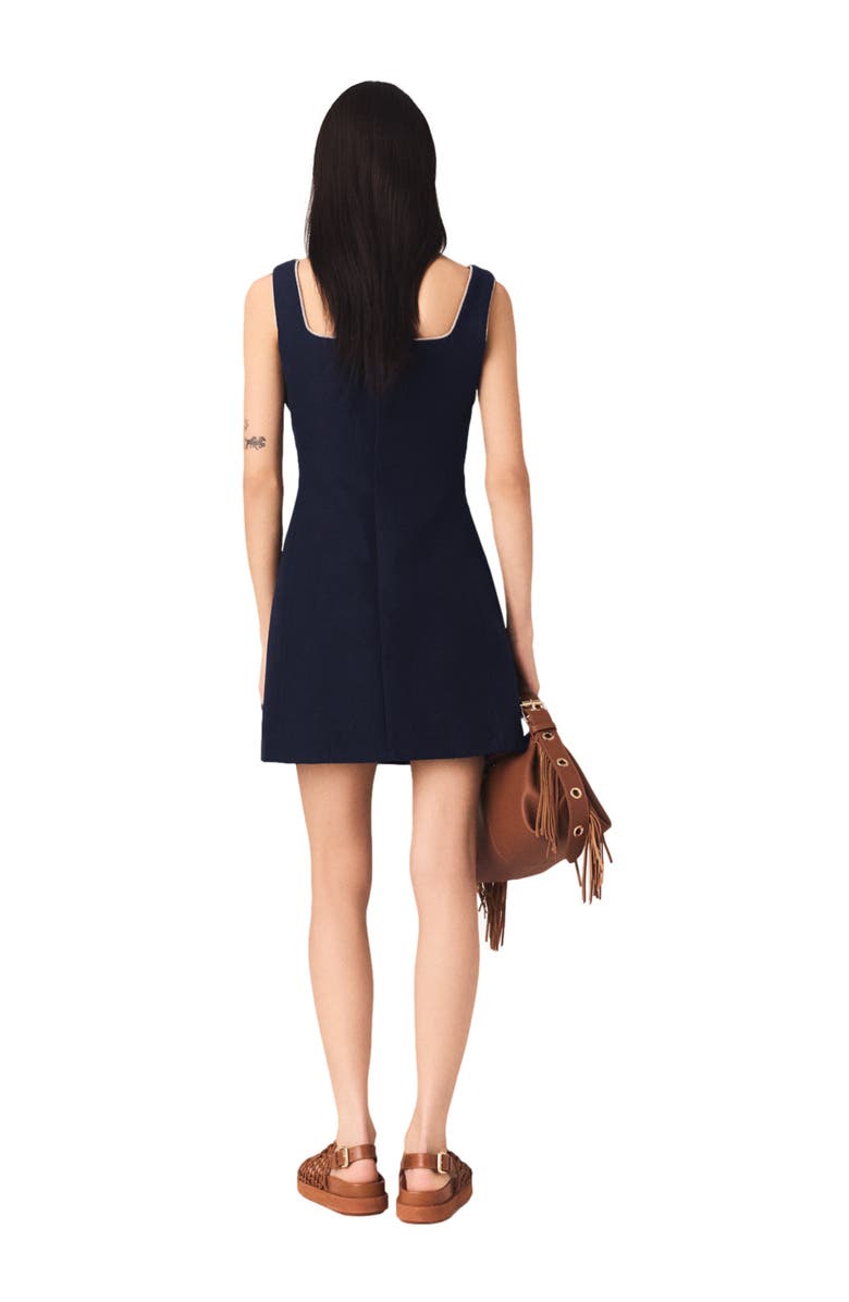maje Short linen-blend dress, Alternate, color, Navy