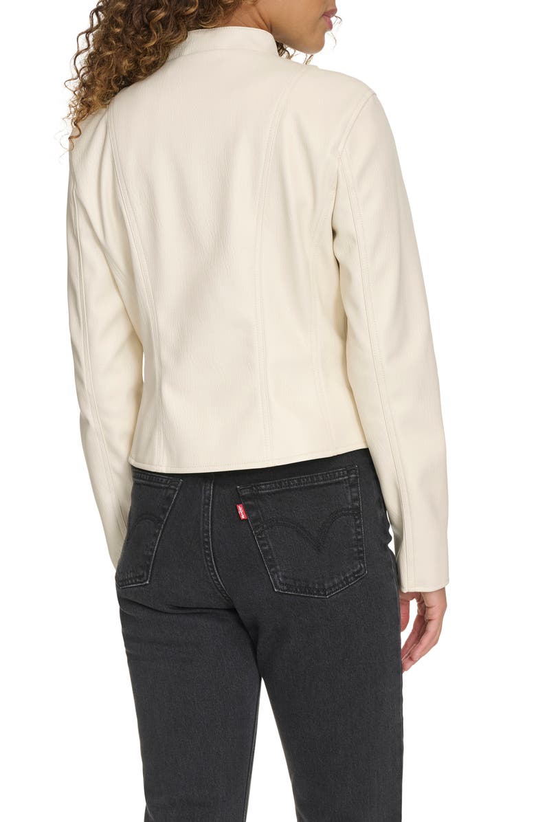 Levi's<sup>®</sup> Water Resistant Slim Fit Faux Leather Racer Jacket, Alternate, color, Oyster