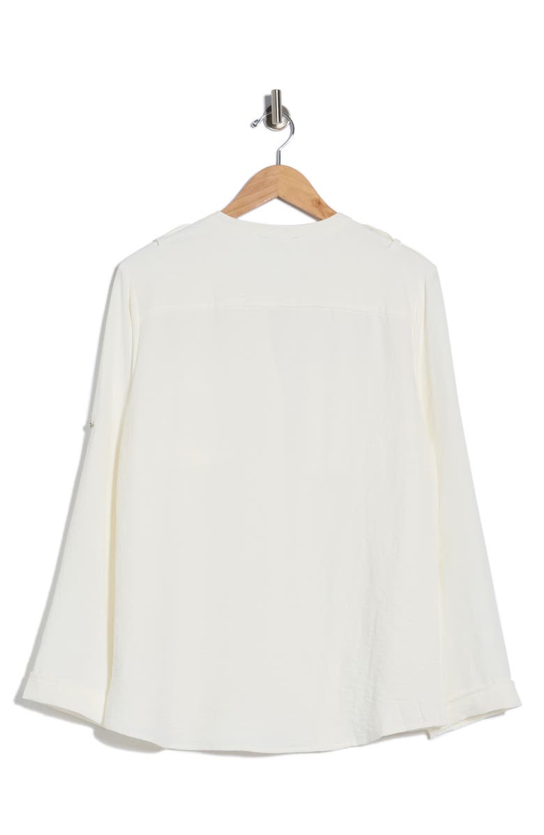 T Tahari Roll Tab Snap-Up Shirt, Alternate, color, Ivory
