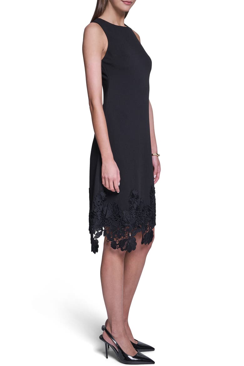 Lace Trim A-Line Dress, Alternate, color, BLACK