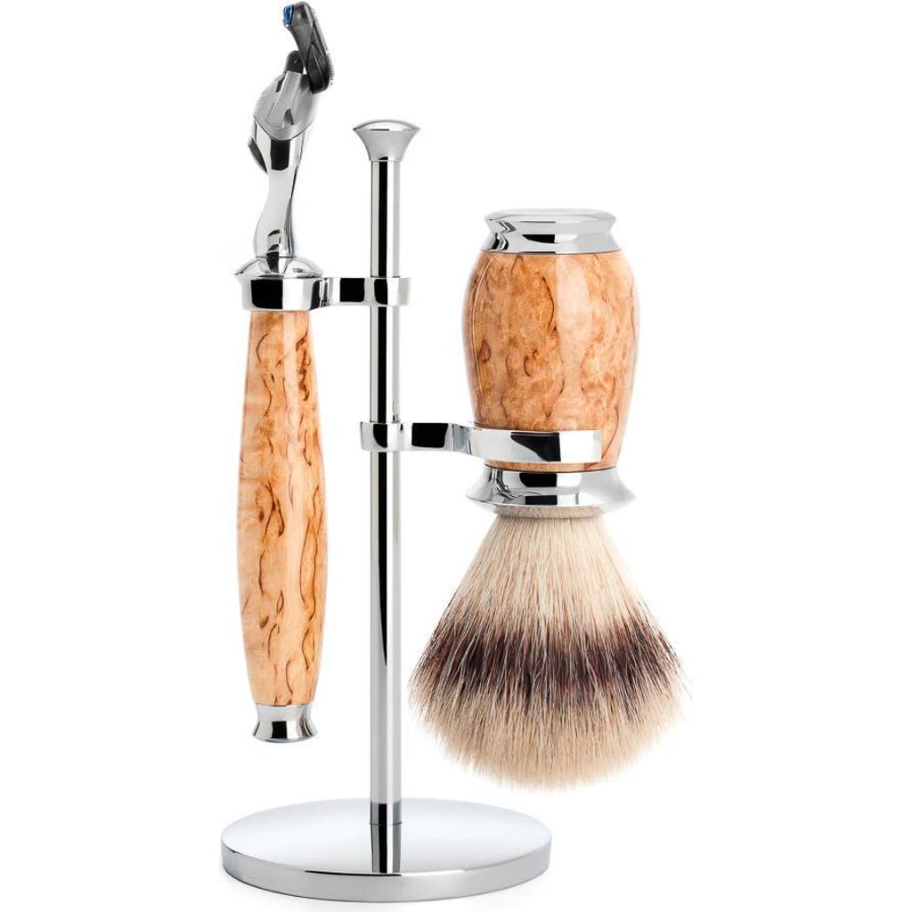 Mühle Purist Karelian Masur Birch 3-piece Silvertip Fiber & Fusion Shaving Set
