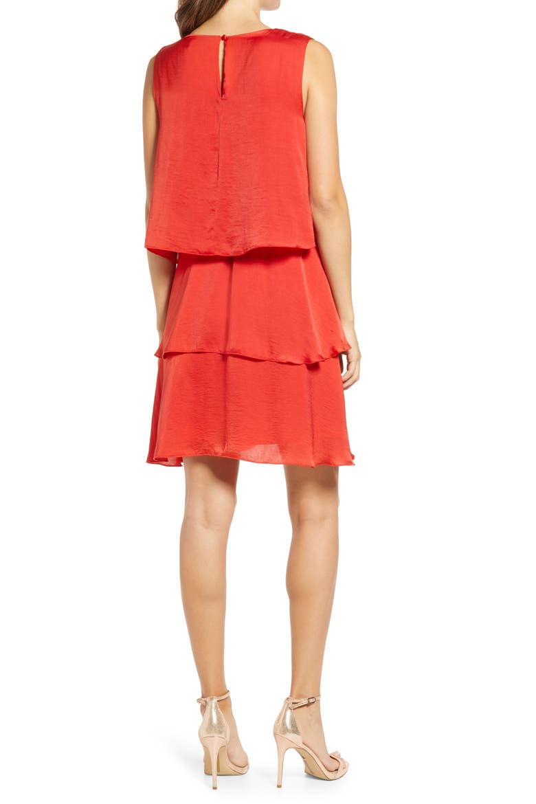 Tiered Shift Dress, Alternate, color, RED