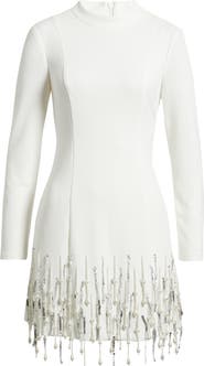 Eliza J Sequin Tassel Long Sleeve Cocktail Dress