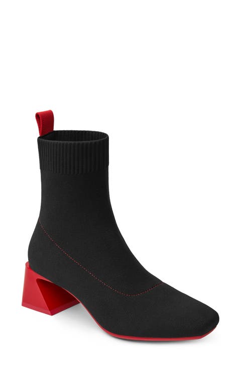 Square-Toe Water-Repellent Heeled Boots