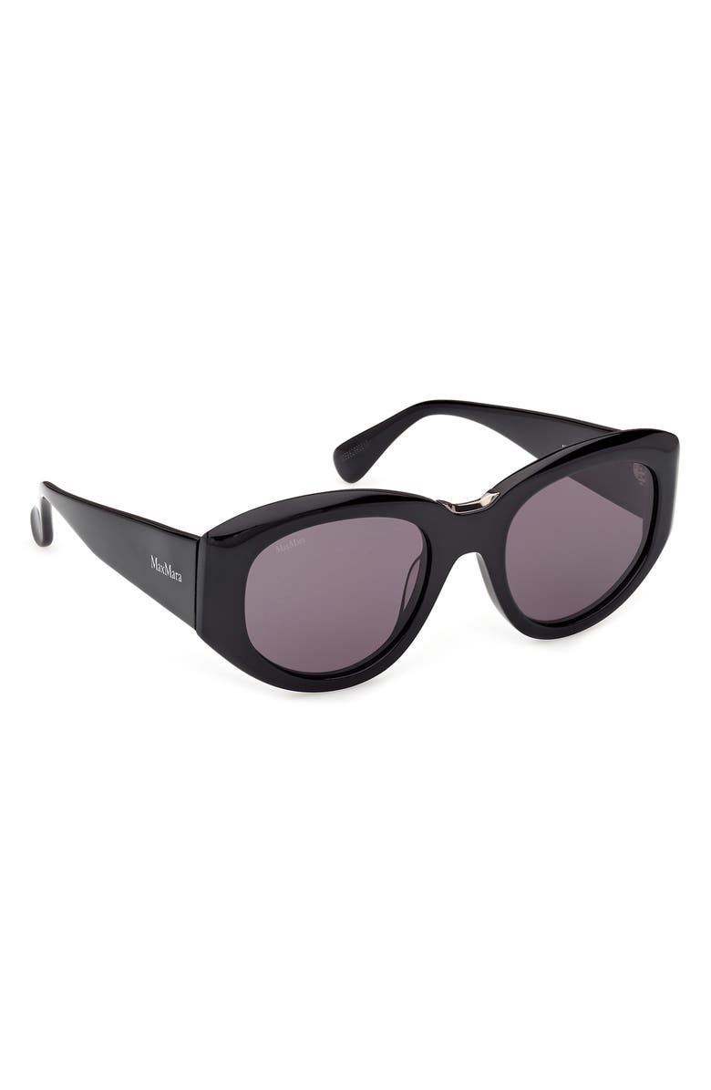 Max Mara 52mm Round Sunglasses, Alternate, color, Black Ruthenium / Smoke