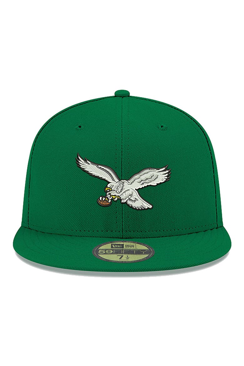 Men's New Era Kelly Green Philadelphia Eagles Omaha Throwback 59FIFTY Fitted Hat, Alternate, color, KELLY GREEN