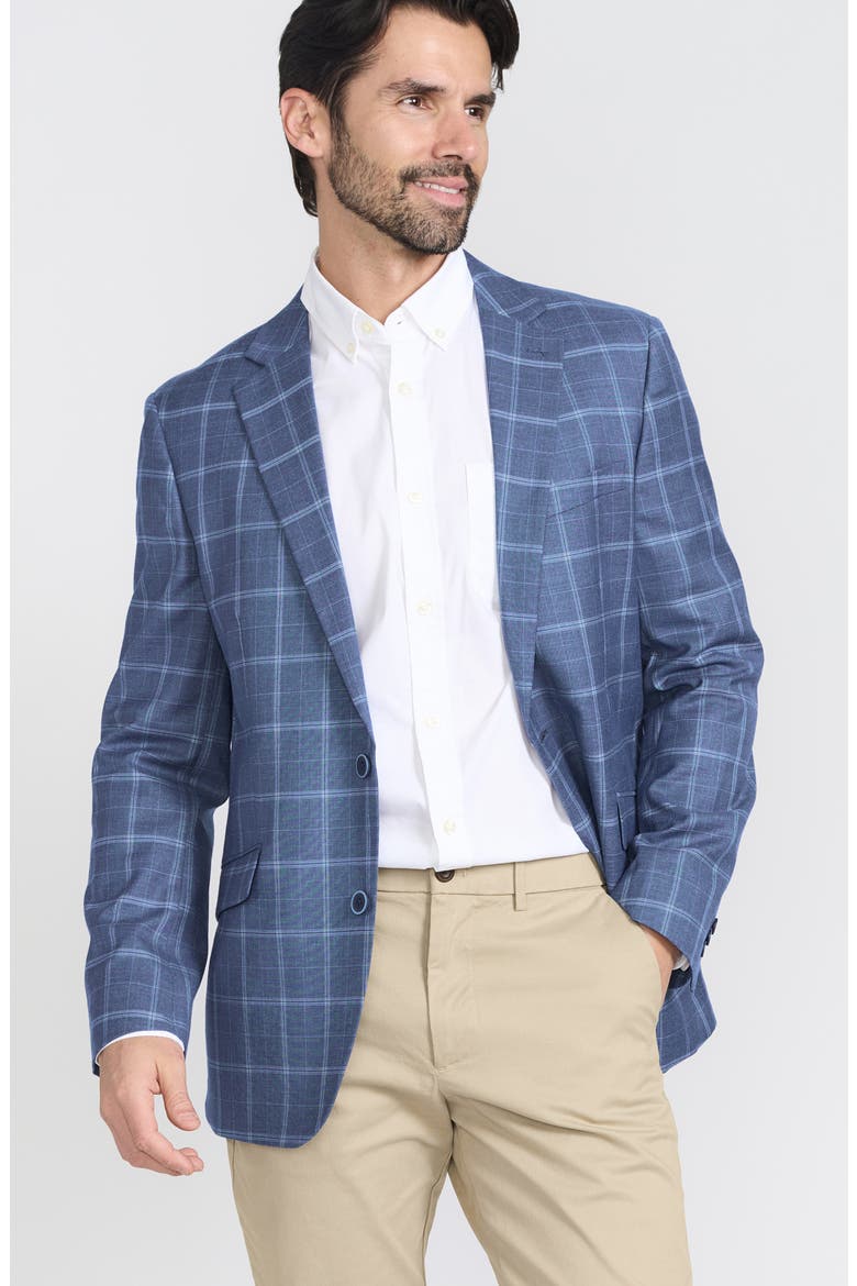 Mayfair Plaid Notch Lapel Blazer, Alternate, color, BLUE