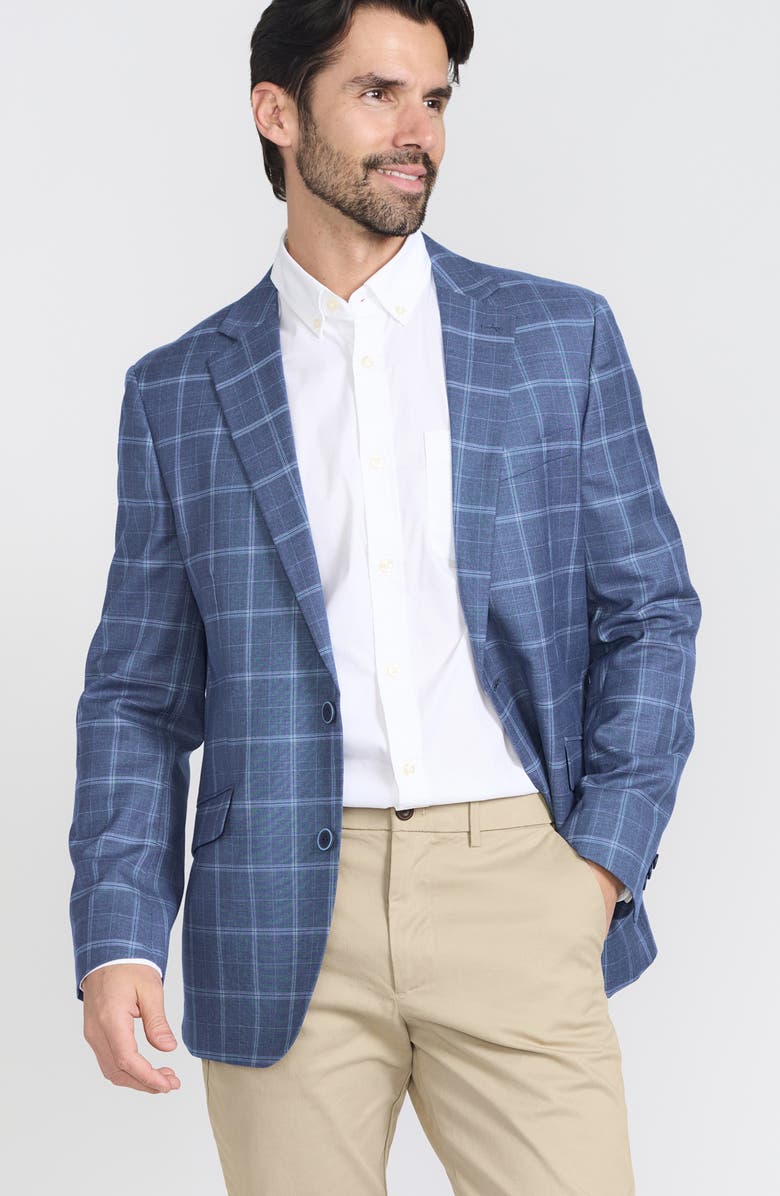 SAVILE ROW CO Mayfair Plaid Notch Lapel Blazer, Alternate, color, Blue